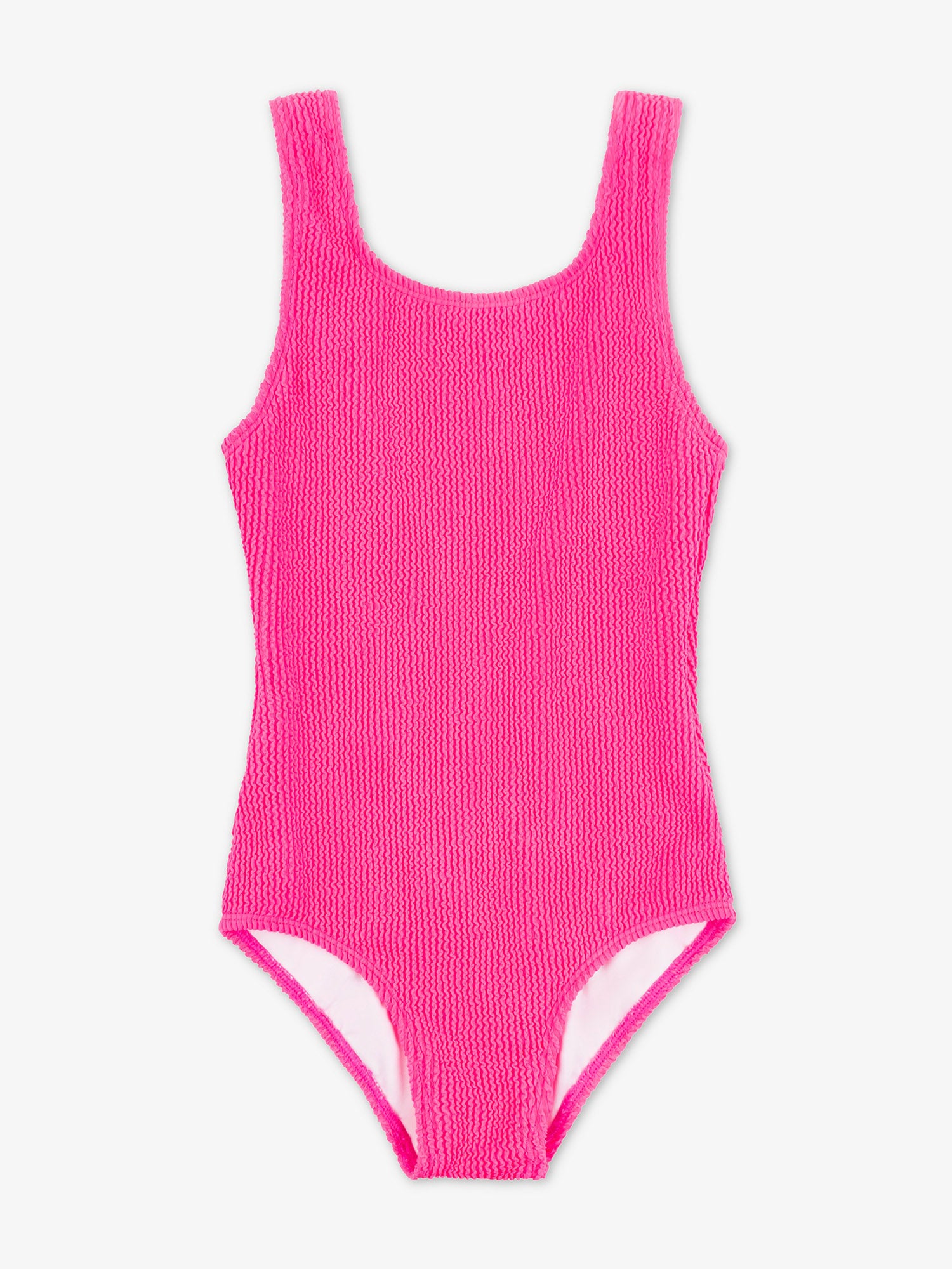 Square Neck One Piece Swimsuit with Crinkle Texture Fabric