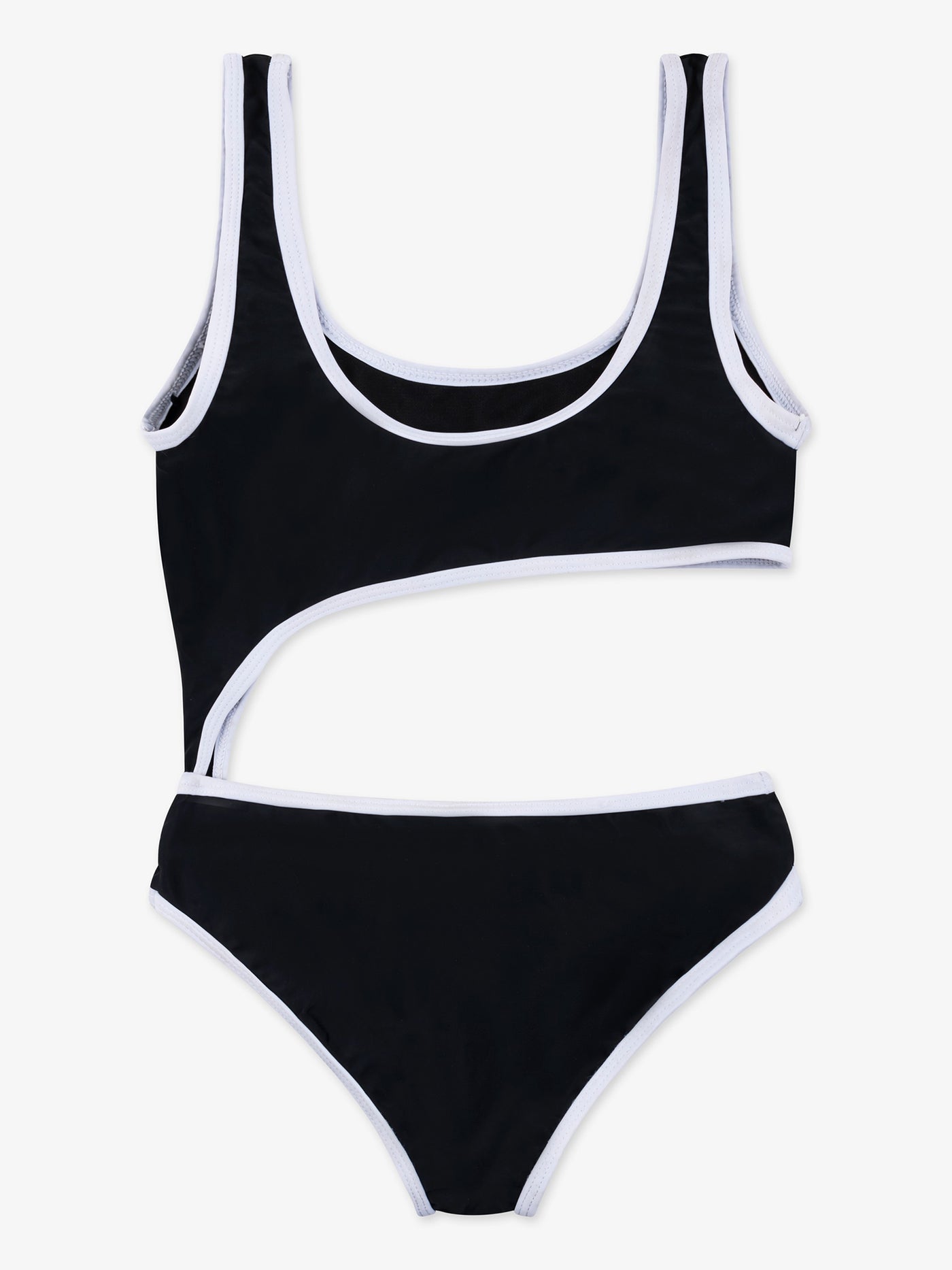 One Side Cut Trimmed One Piece Swimsuit