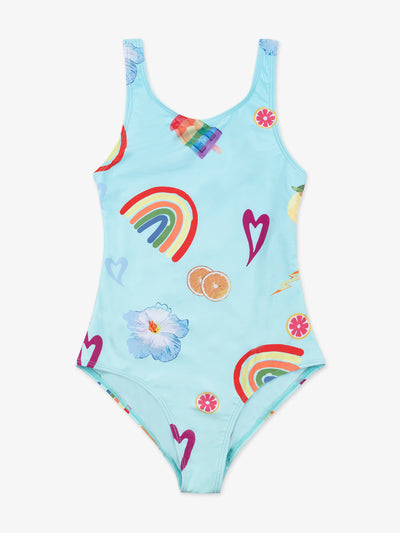 Printed Square Neck One Piece Swimsuit