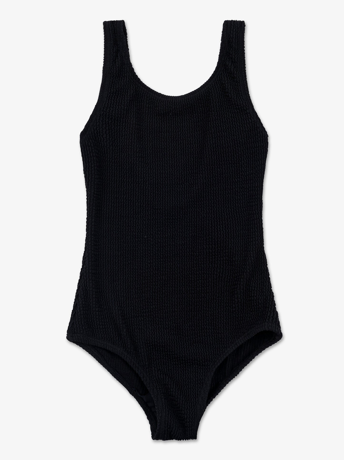 Square Neck One Piece Swimsuit with Crinkle Texture Fabric