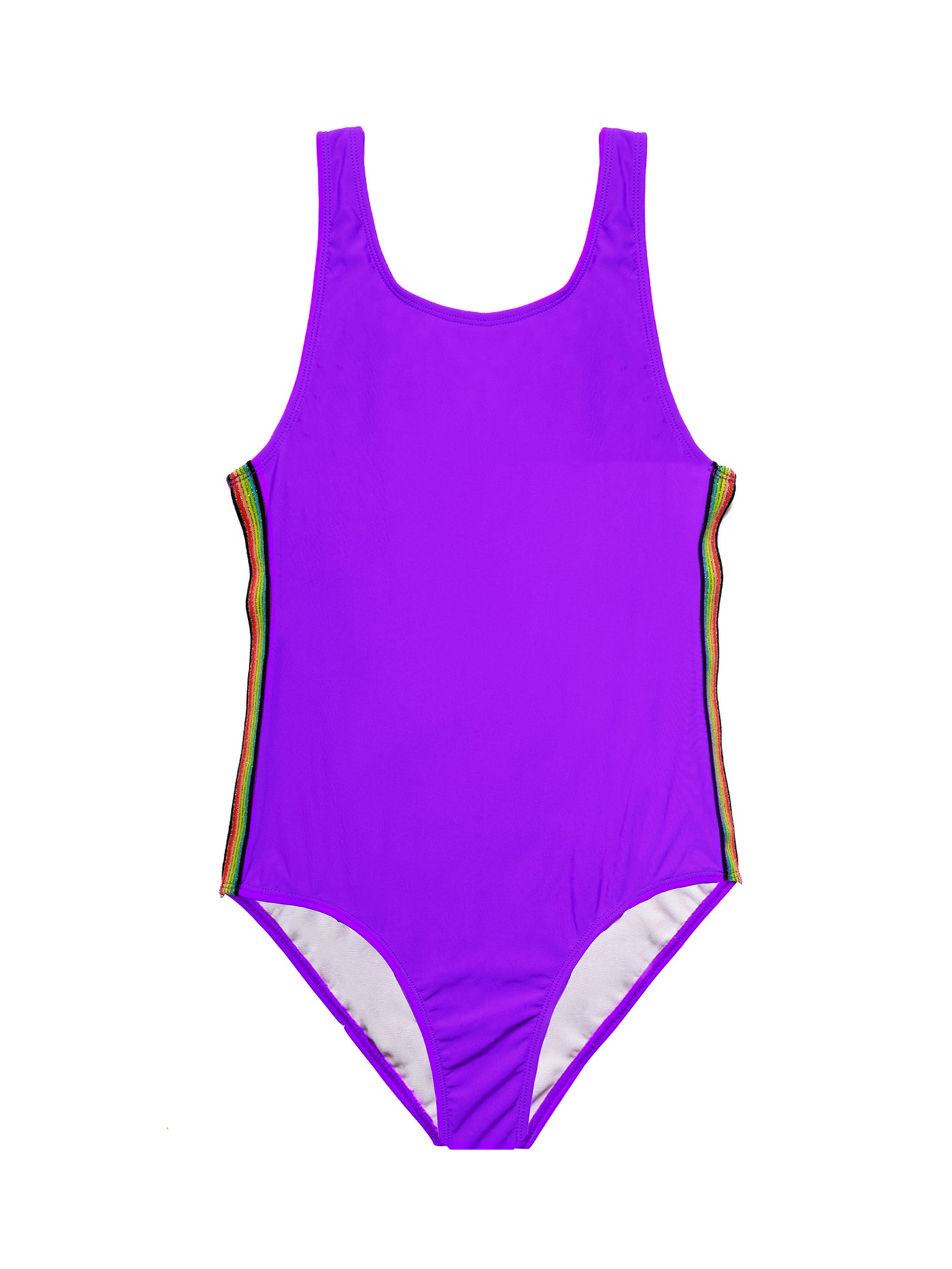 Periwinkle Rainbow Trim One Piece Swimsuit