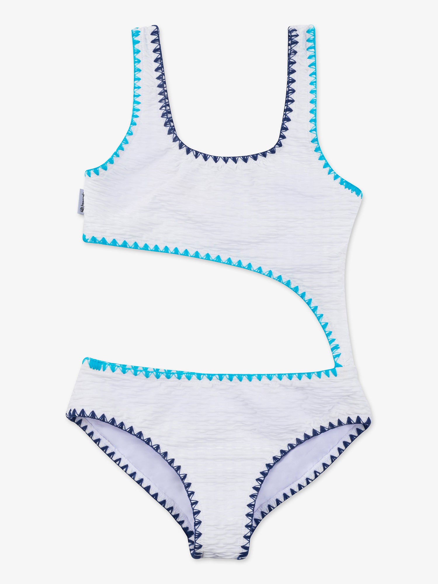 One Side Cut Trimmed One Piece Swimsuit