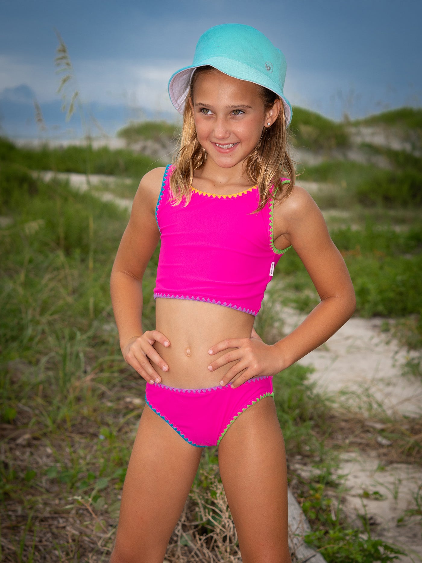 Girls fuchsia two piece bikini