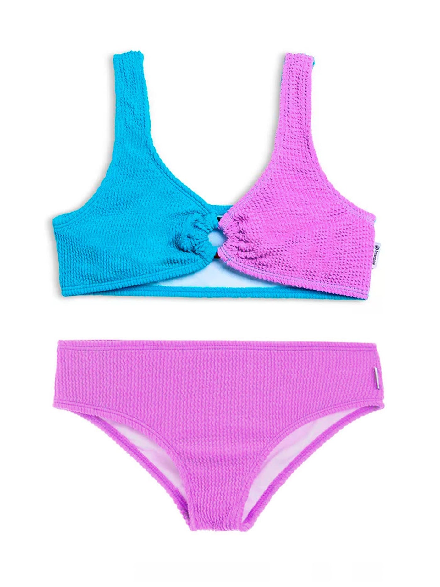 Crinkle texture fabric tween bikini set with hoop detailing