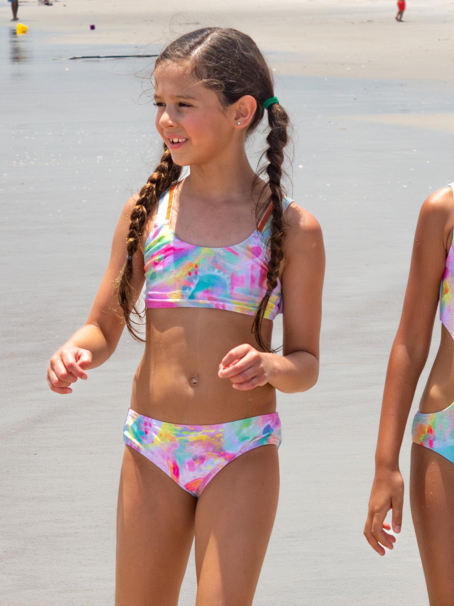 Tween Girls Printed Bandeau Tie Back Bikini