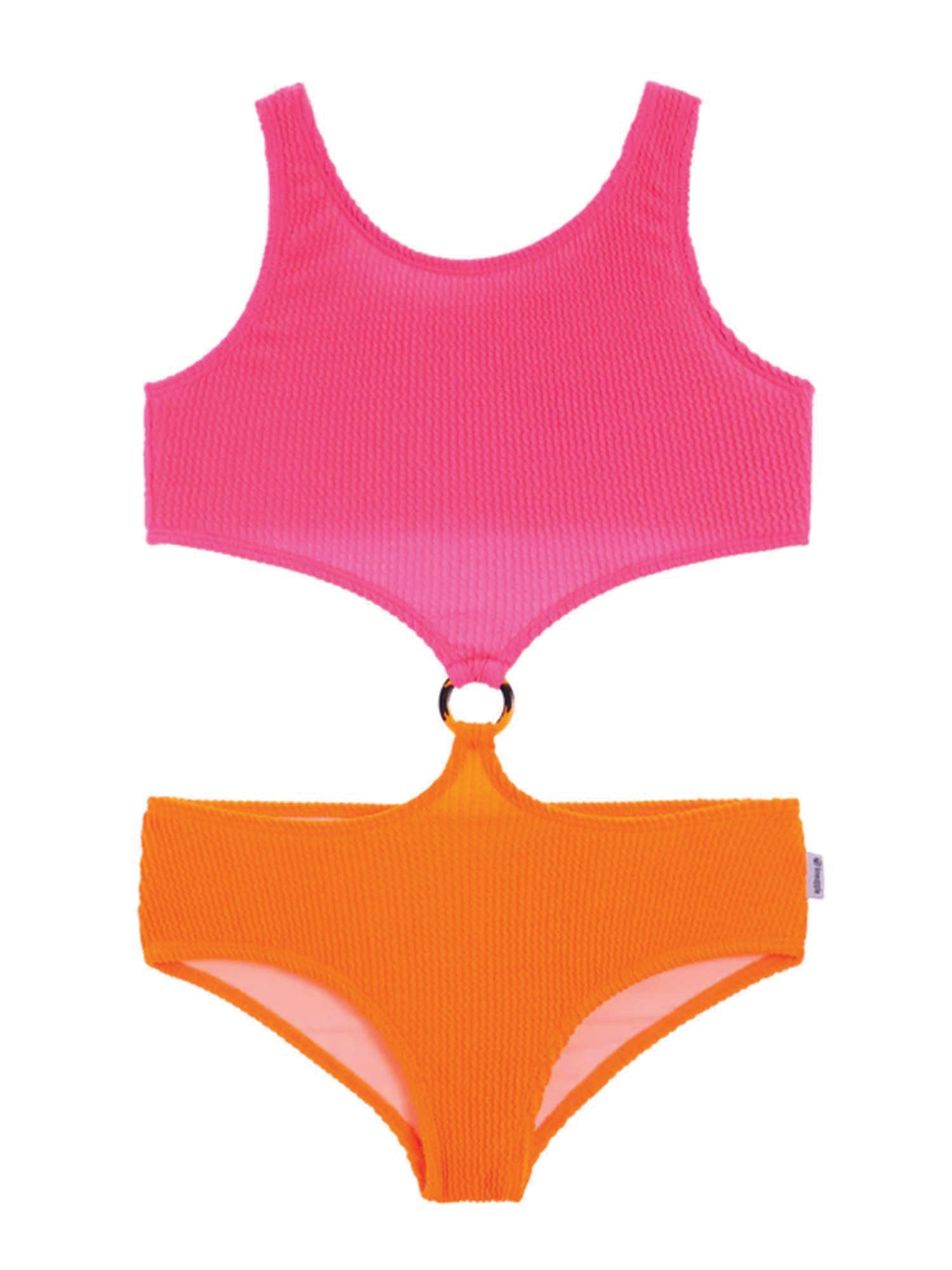 Tween girls Cutout swimsuit with Crinkle Texture Fabric