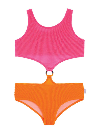 Tween girls Cutout swimsuit with Crinkle Texture Fabric