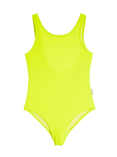 Square Neck One Piece Swimsuit with Crinkle Texture Fabric