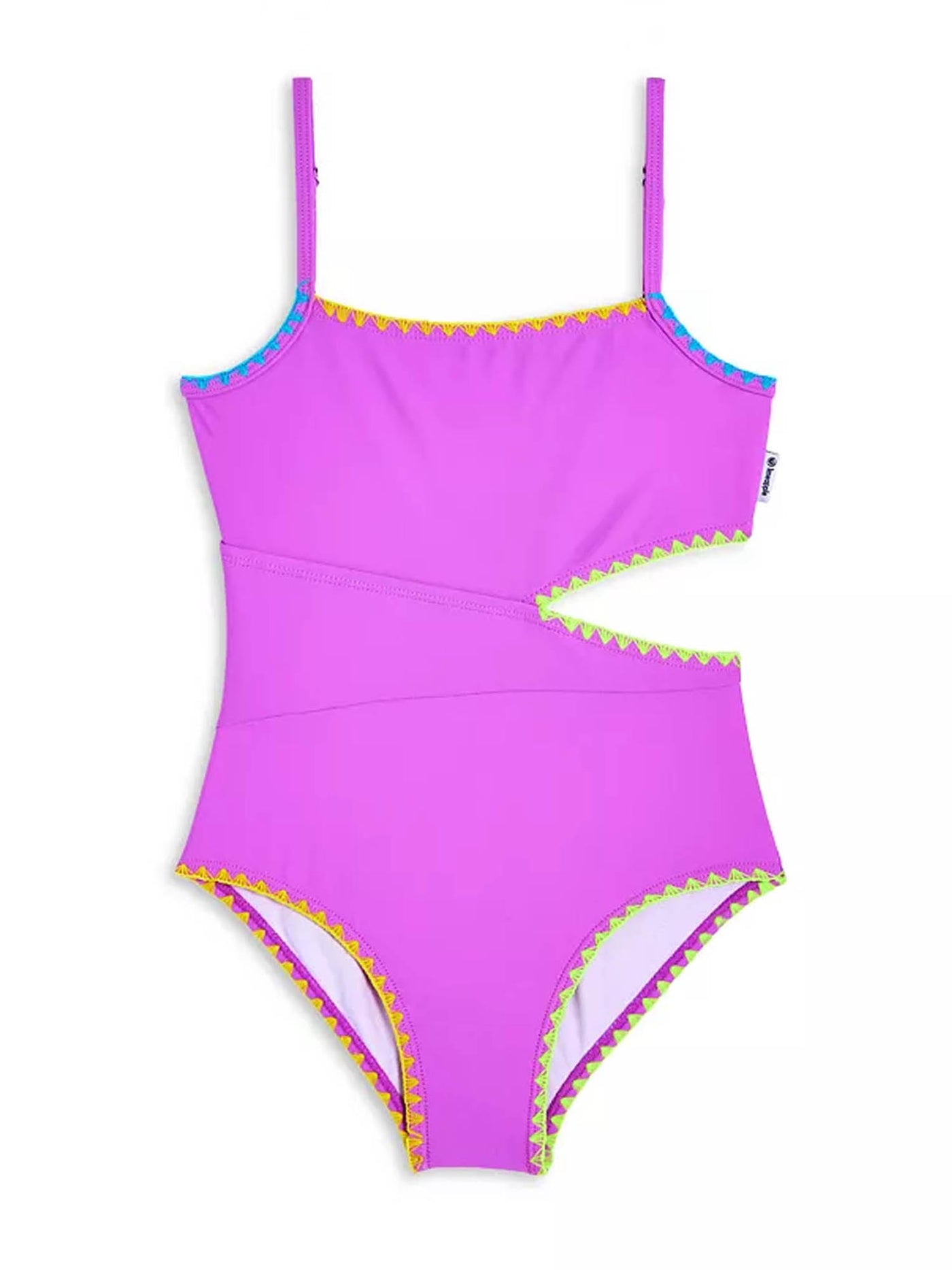 Girls cutout One Piece Swimsuit, with Embroidery Details